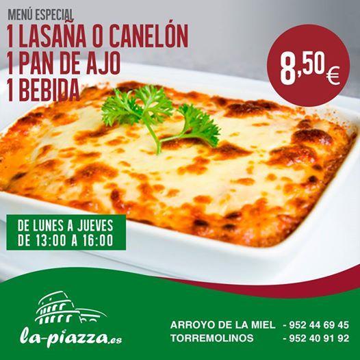 Men especial de Lasaa y pan de ajo por 8,50