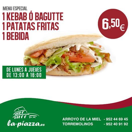 Men especial Kebab con bebida y patatas fritas por slo 6,50